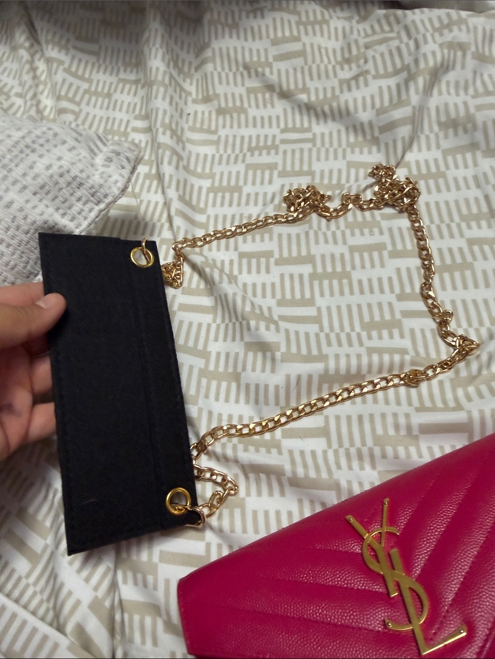 Yves Saint Laurent Pink Quilted Leather Chain Wallet with Gold Hardware - Picture 9 of 10